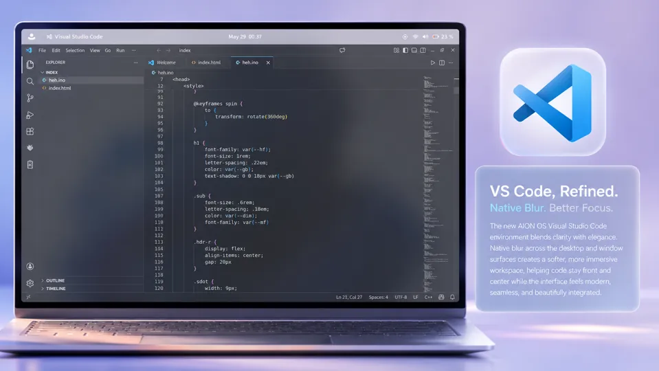 VS Code refined on AION OS